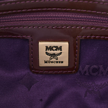 MCM Patent Monogram Essential Barrel Bag Bordeaux 6 of 13