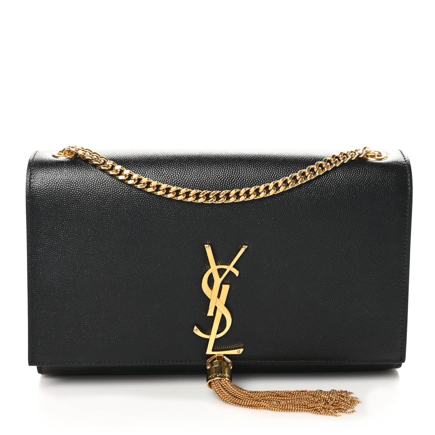 Saint Laurent Grain De Poudre Medium Classic Monogram Kate Tassel Satchel Black 1 of 10