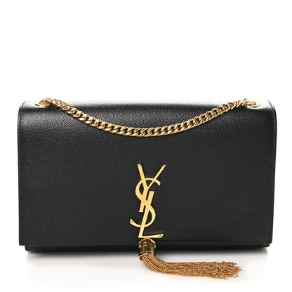 Saint Laurent Grain De Poudre Medium Classic Monogram Kate Tassel Satchel Black 1 of 10
