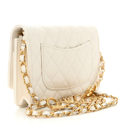 Chanel Pearly Caviar Quilted Fit For You Wallet On Chain WOC White 3 of 12