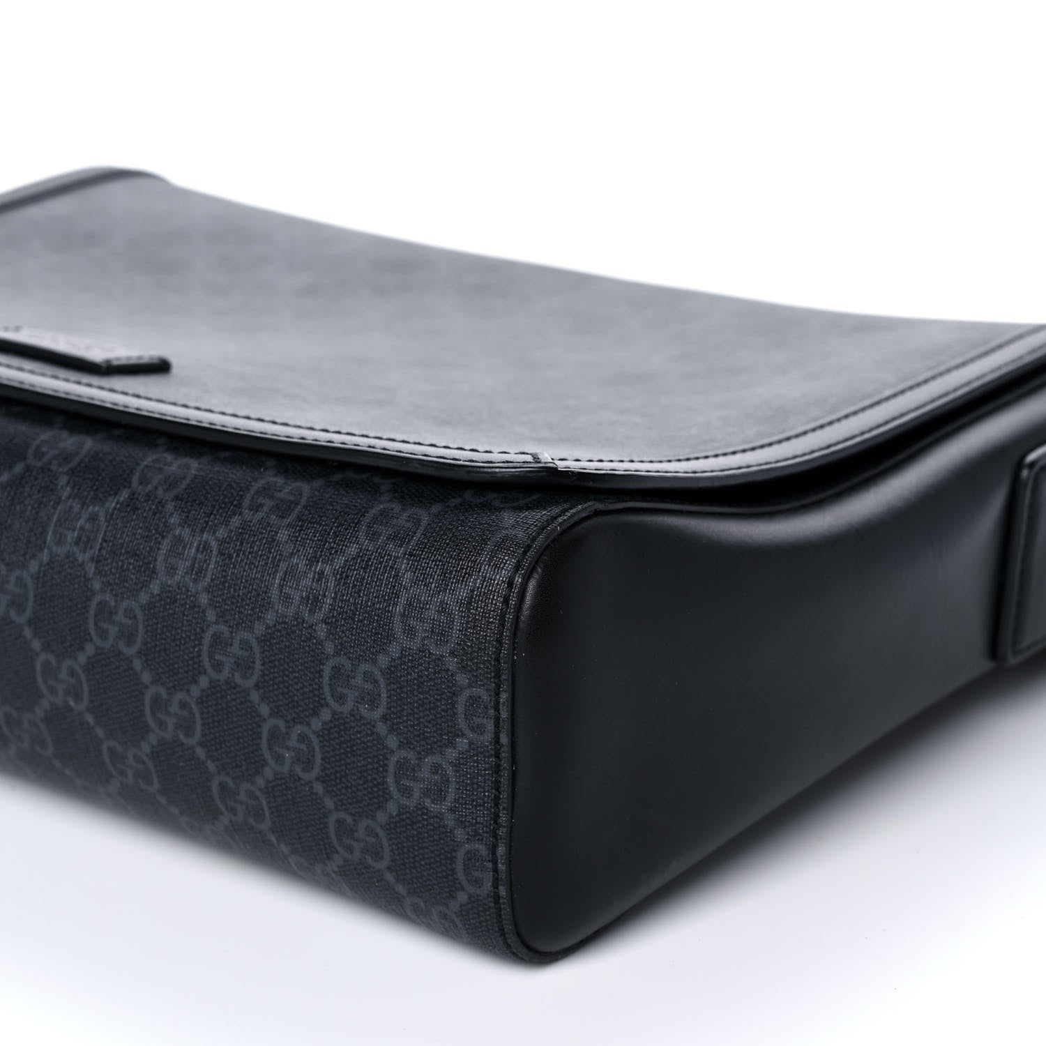 Gucci GG Supreme Monogram Web Flap Messenger Bag Black Grey 10 of 12