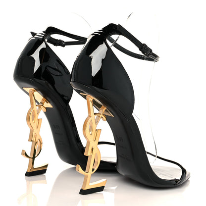 Saint Laurent Patent Calfskin Opyum 110 Sandals 40.5 Black Gold 4 of 7