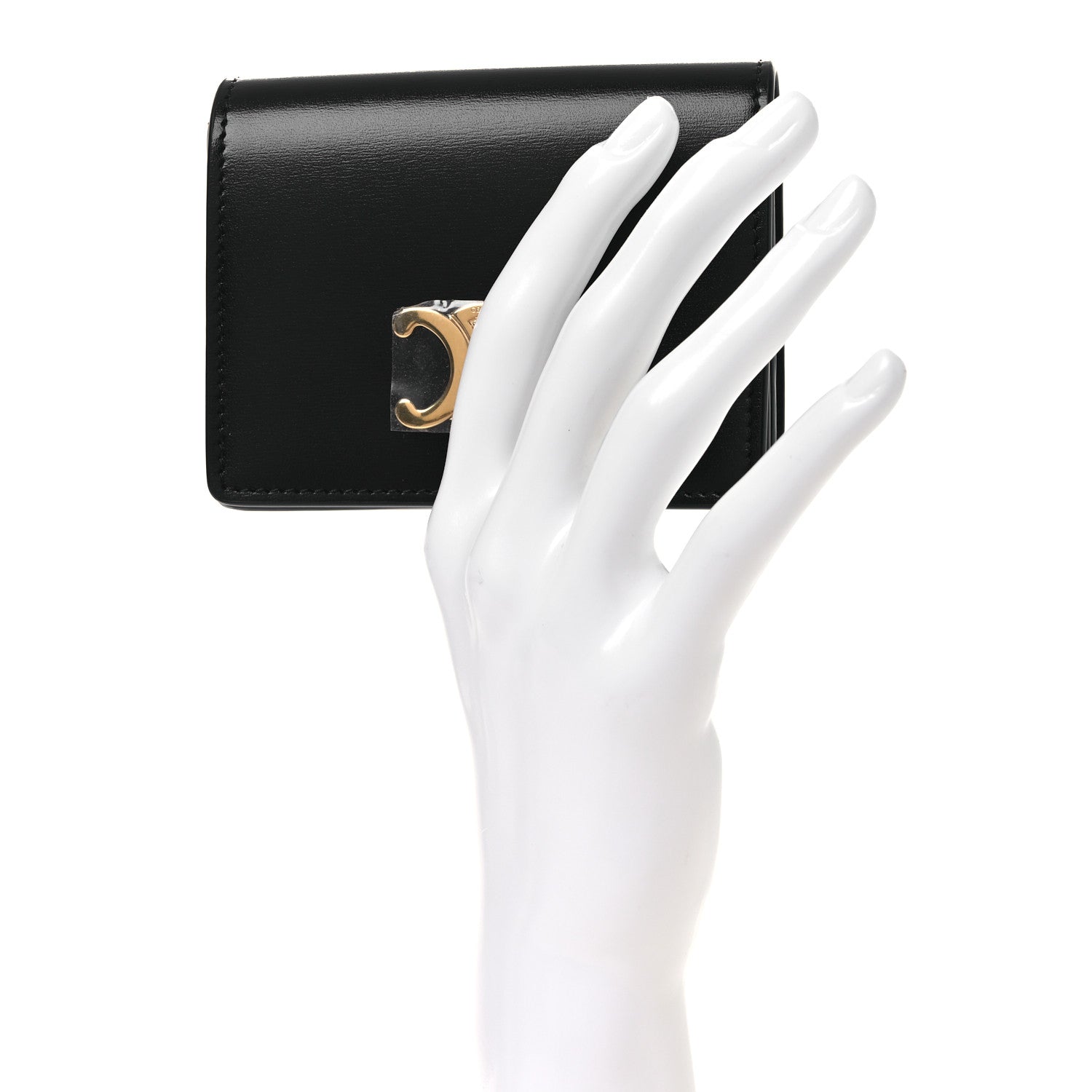 Celine Shiny Calfskin Triomphe Business Card Holder Black 2 of 9