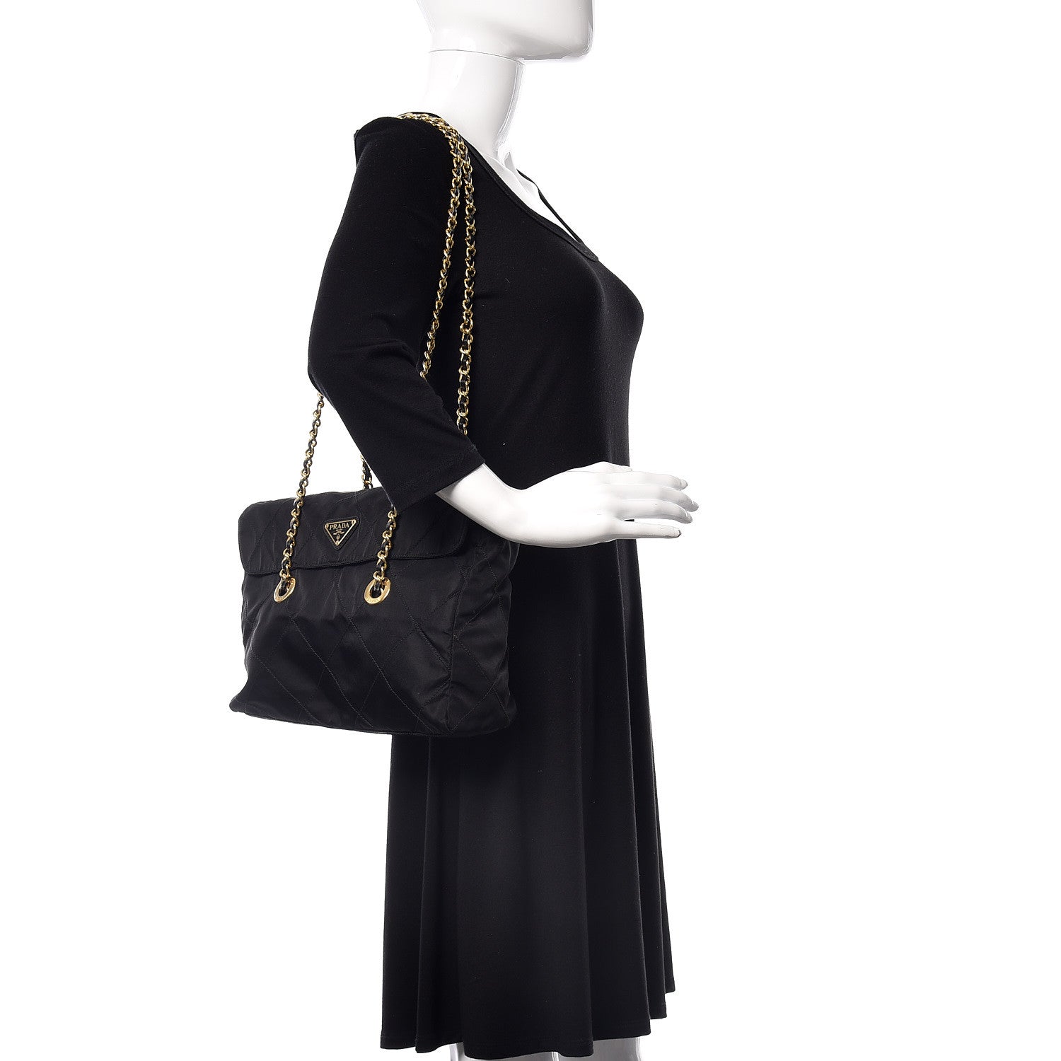 Prada Nylon Tessuto Impuntu Quilted Flap Shoulder Bag Black 2 of 9