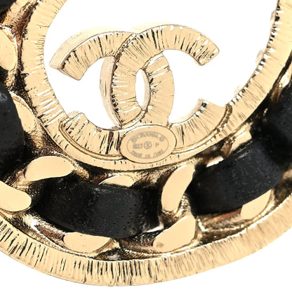 Chanel Crystal Lambskin Chain CC No 5 Earrings Gold Black 4 of 4