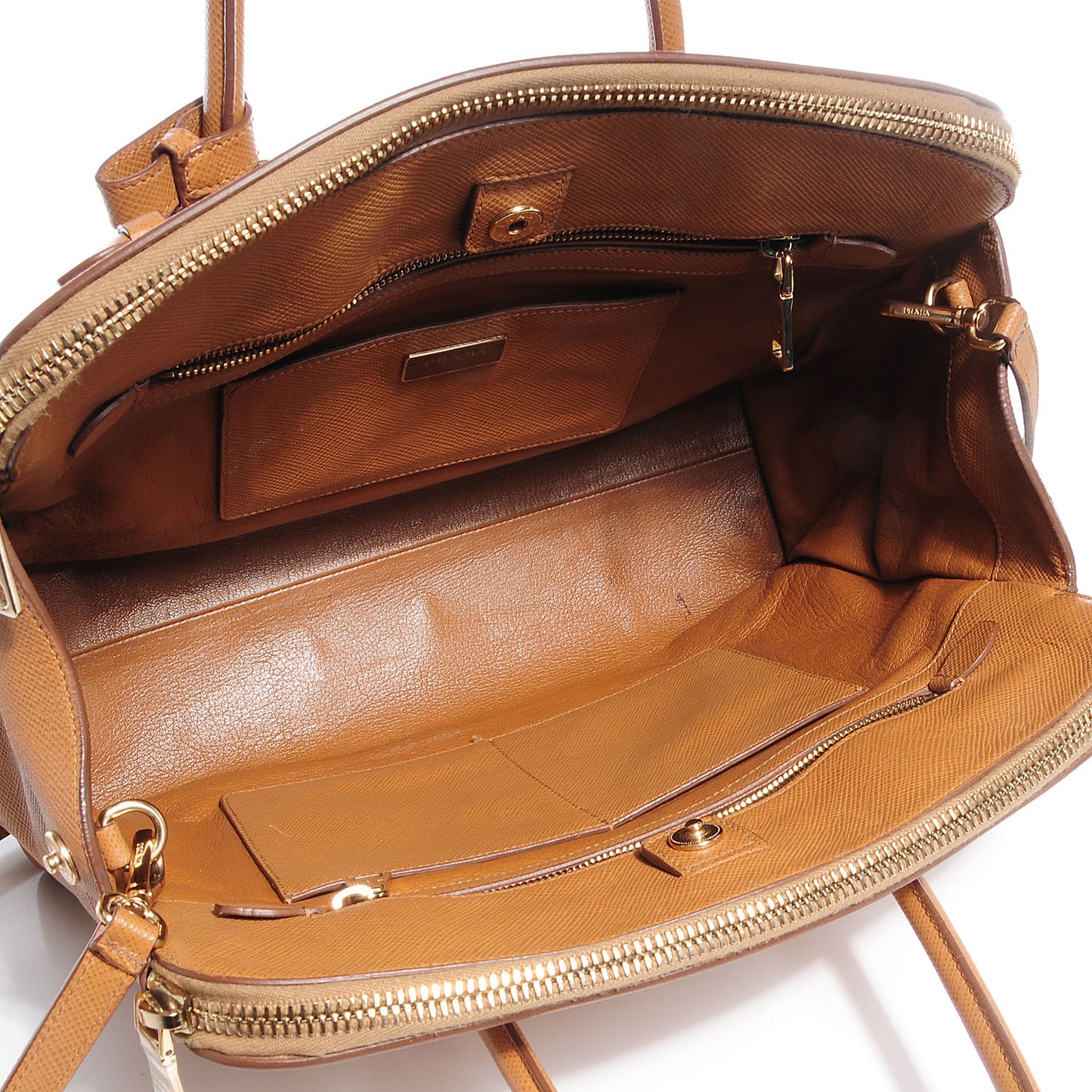 Saffiano Cuir Large Top Handle Dome Caramel