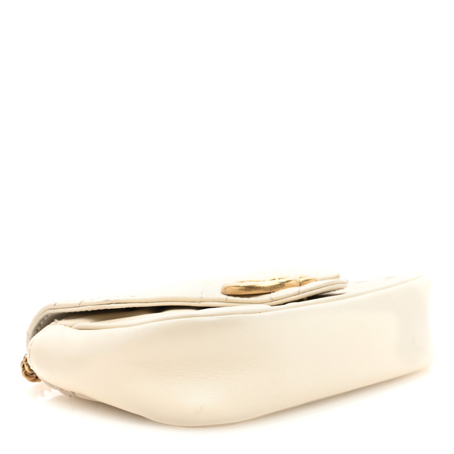 Gucci Calfskin Matelasse Super Mini GG Marmont Shoulder Bag White 4 of 10