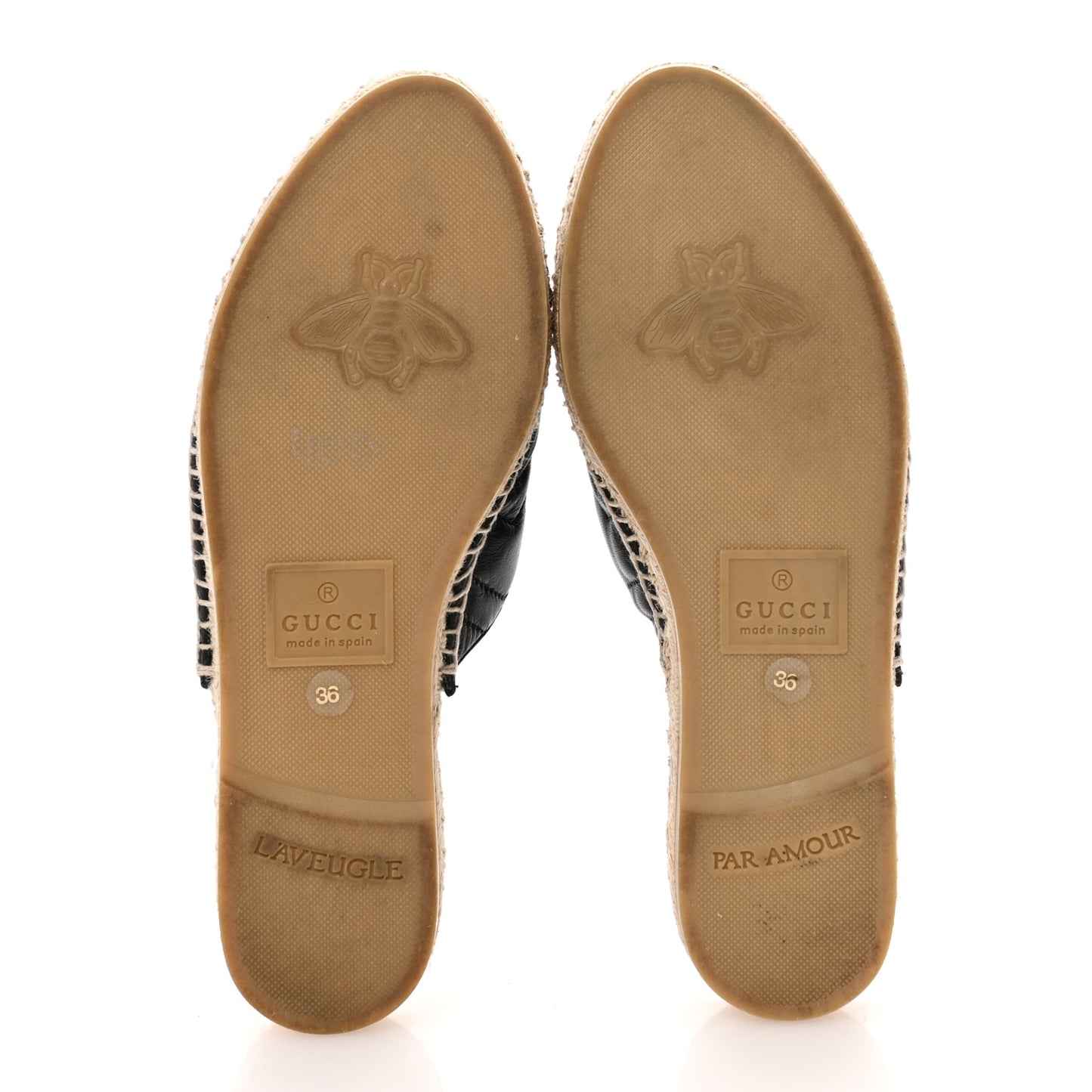 Nappa Matelasse GG Marmont Espadrille Slippers 36 Black