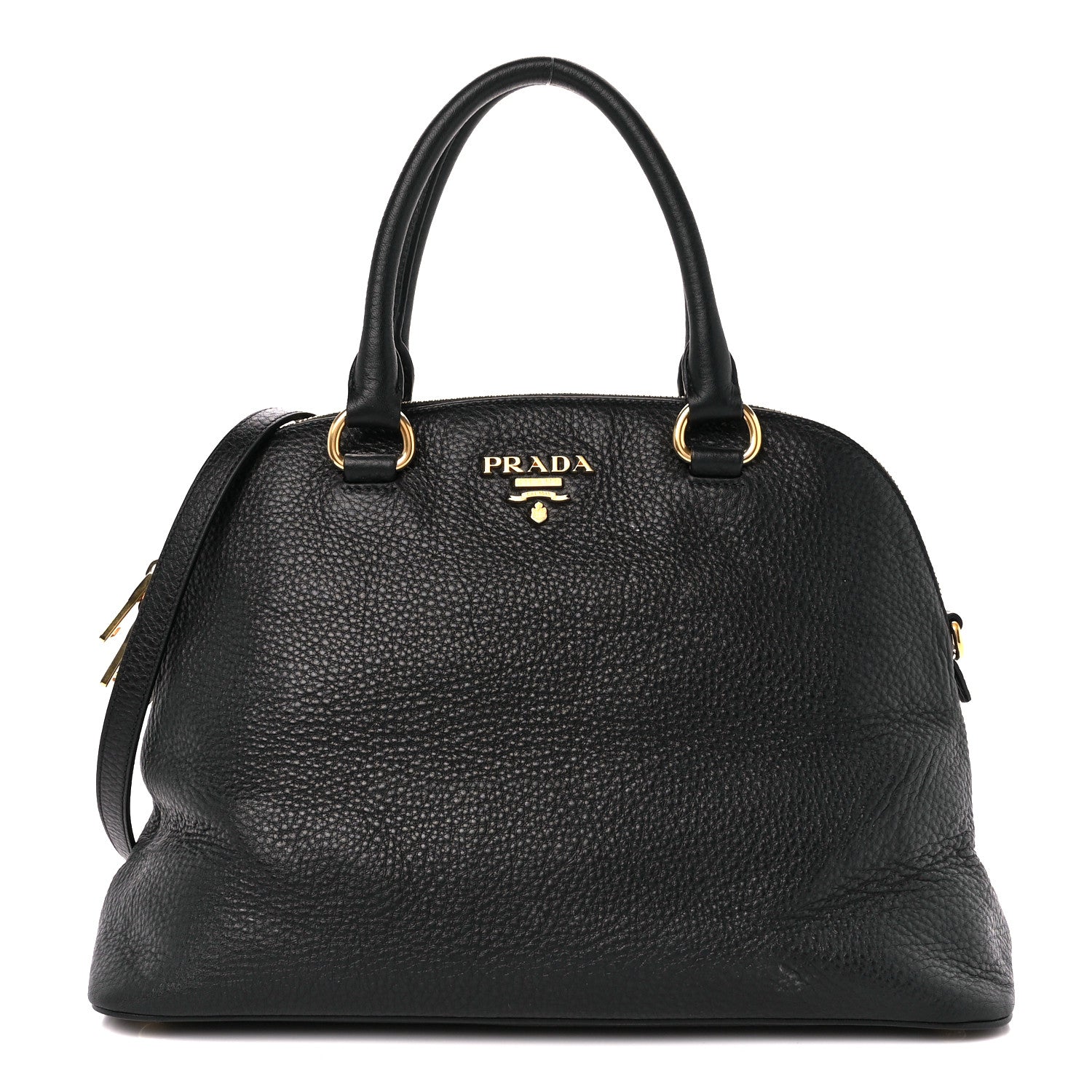 Prada Vitello Daino Dome Satchel Black 1 of 14
