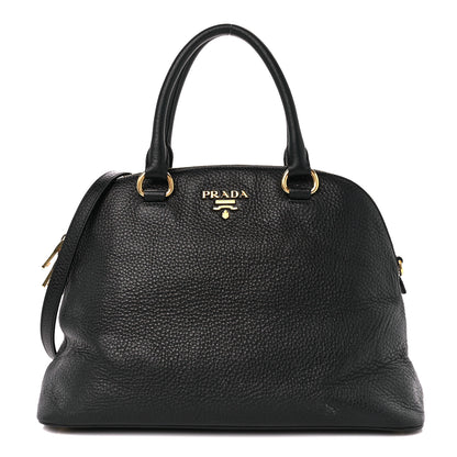 Prada Vitello Daino Dome Satchel Black 1 of 14