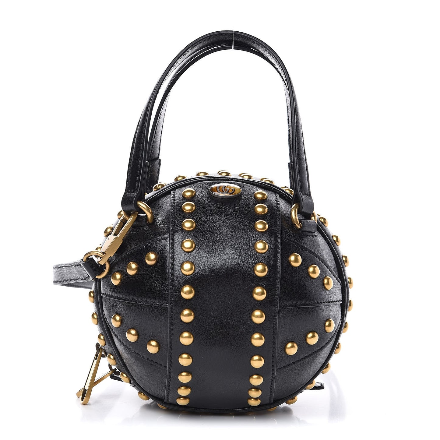 Calfskin Studded Mini Tifosa Baseball Shaped Shoulder Bag Black