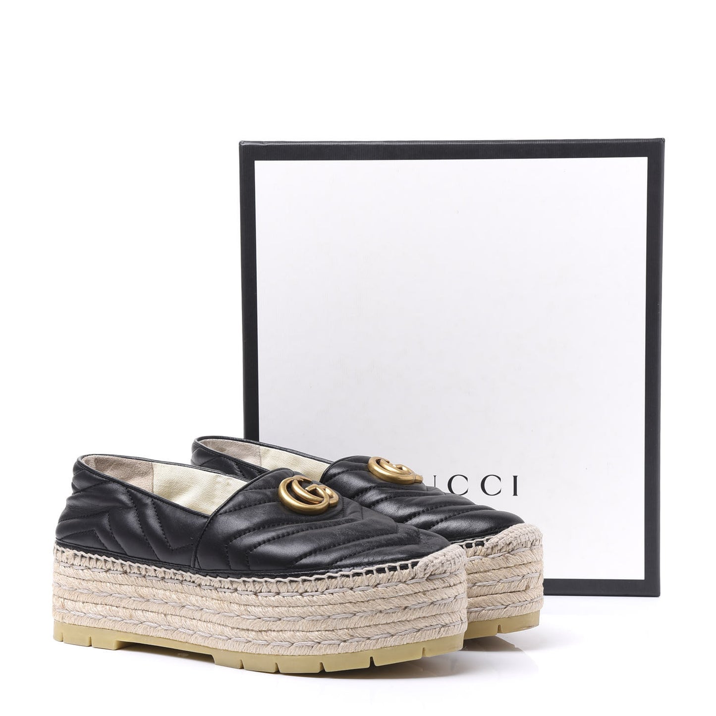 Nappa Matelasse GG Marmont Platform Espadrilles 39 Black