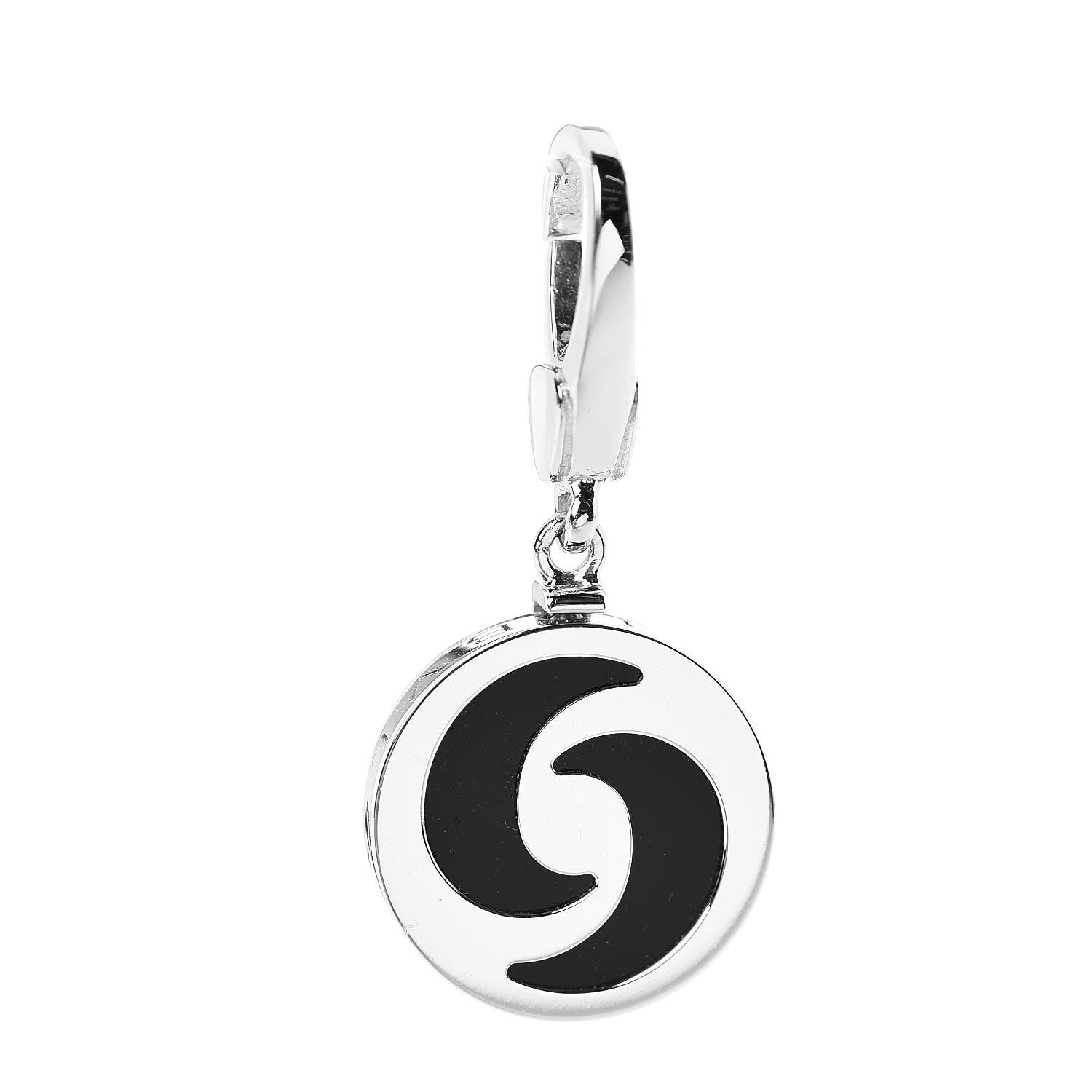 Bulgari 18K White Gold Black Onyx Optical Charm Pendant 1 of 3
