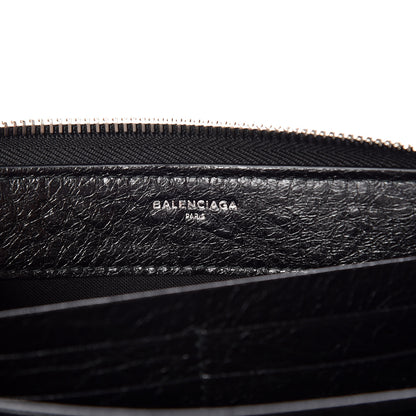 Balenciaga Agneau Classic Silver Hardware Continental Zip Around Wallet Black 6 of 8