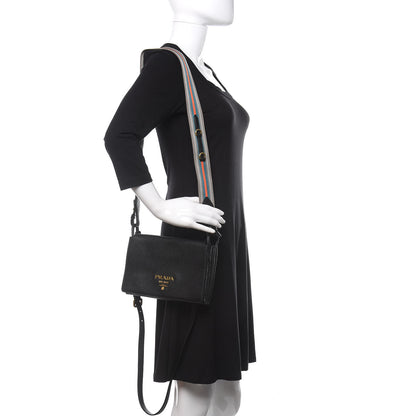 Prada Vitello Daino Flap Crossbody Black 2 of 9
