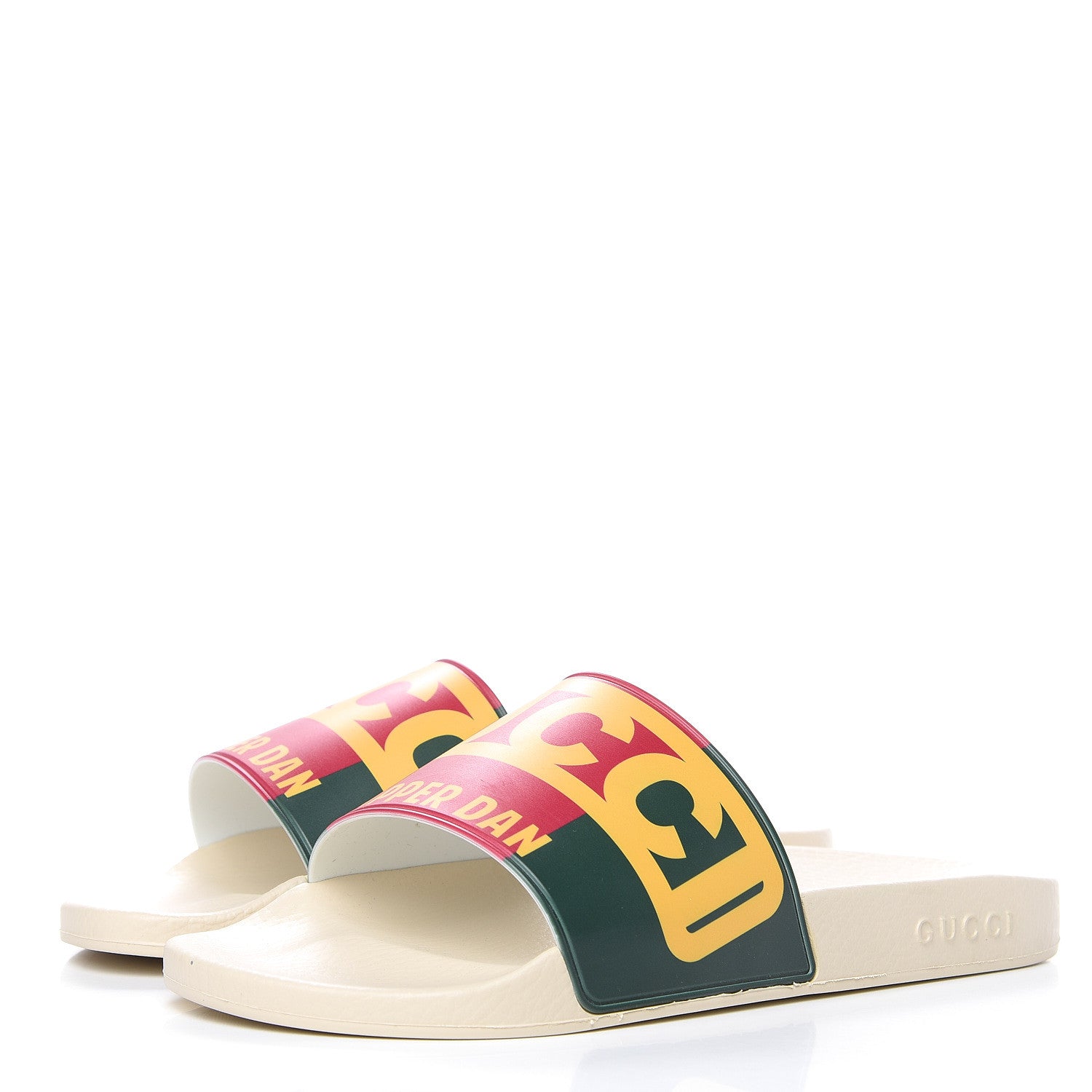 Gucci X DAPPER DAN Rubber Mens Slide Sandals 12 Red Green Crop 3 of 8