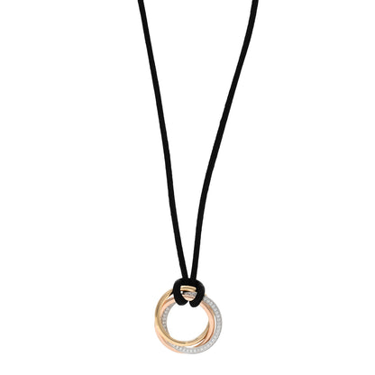 Cartier 18K Pink Yellow White Gold Diamond Medium Trinity Cord Necklace 1 of 4