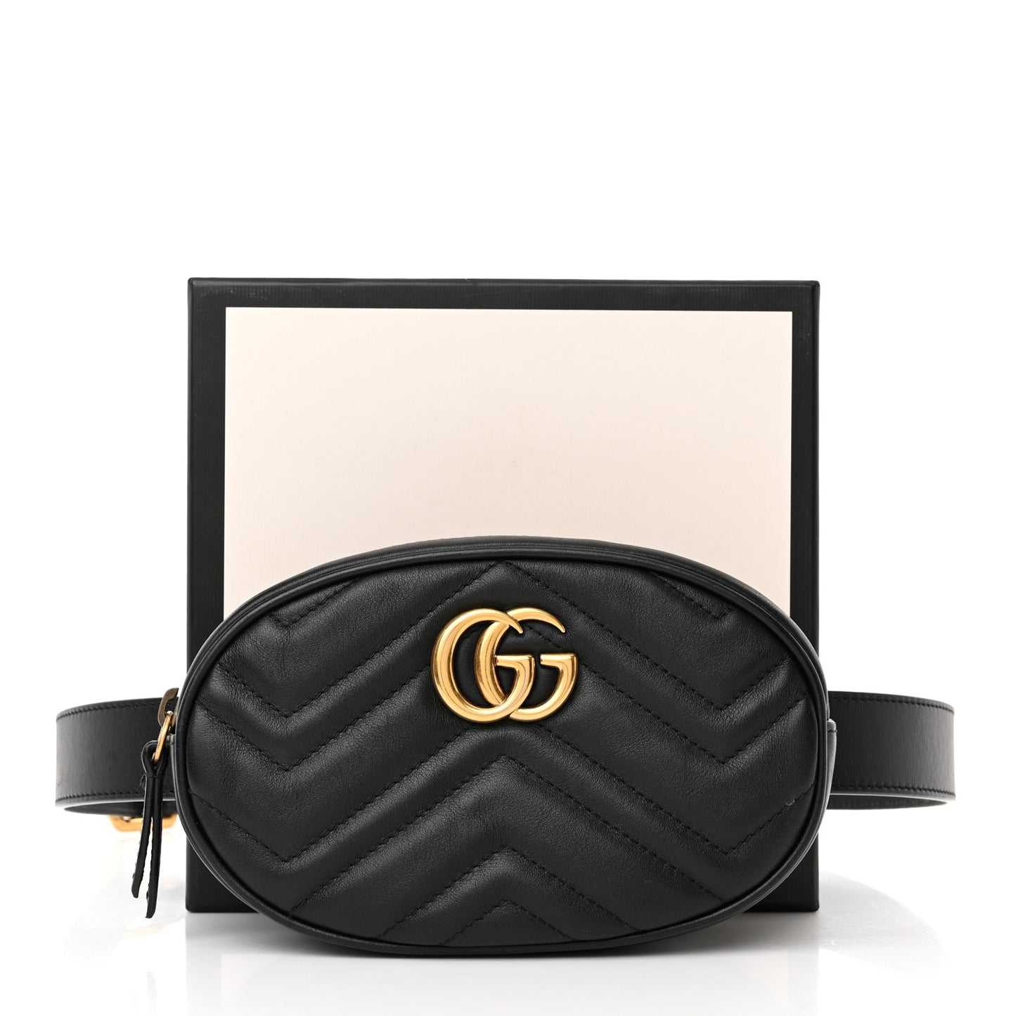 Calfskin Matelasse GG Marmont Belt Bag 95 38 Black