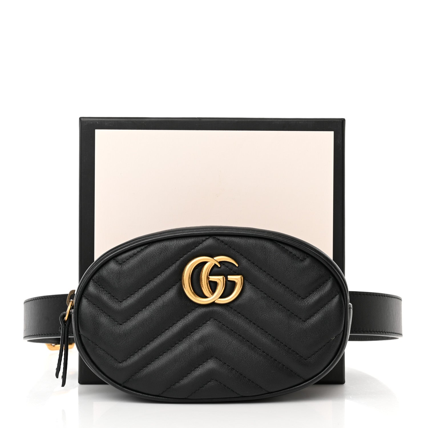 Gucci Calfskin Matelasse GG Marmont Belt Bag 95 38 Black 11 of 11