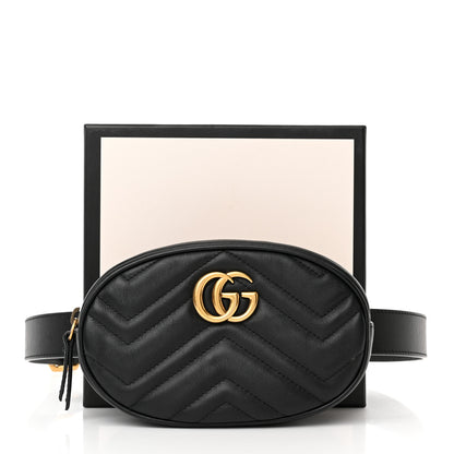 Gucci Calfskin Matelasse GG Marmont Belt Bag 95 38 Black 11 of 11