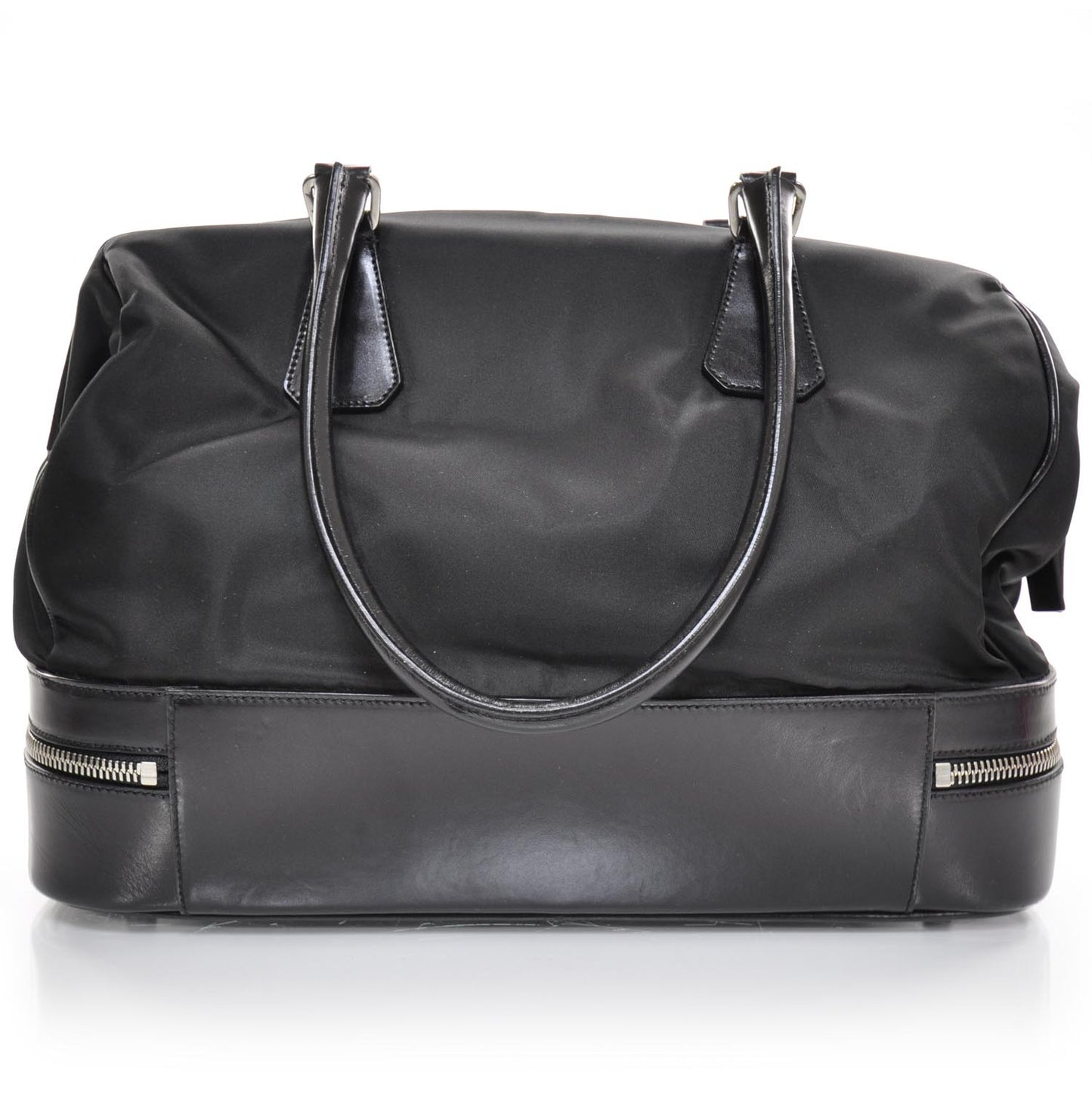 Tessuto Nylon Leather Travel Tote Nero Black