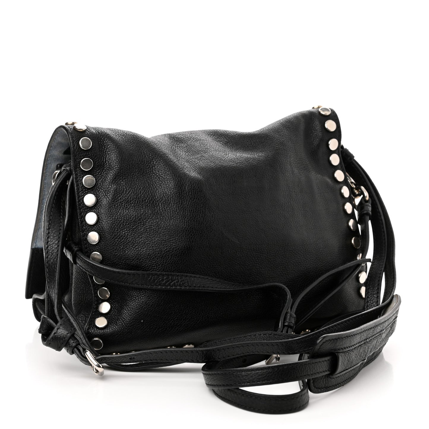 Glace Calfskin Studded Etiquette Flap Black