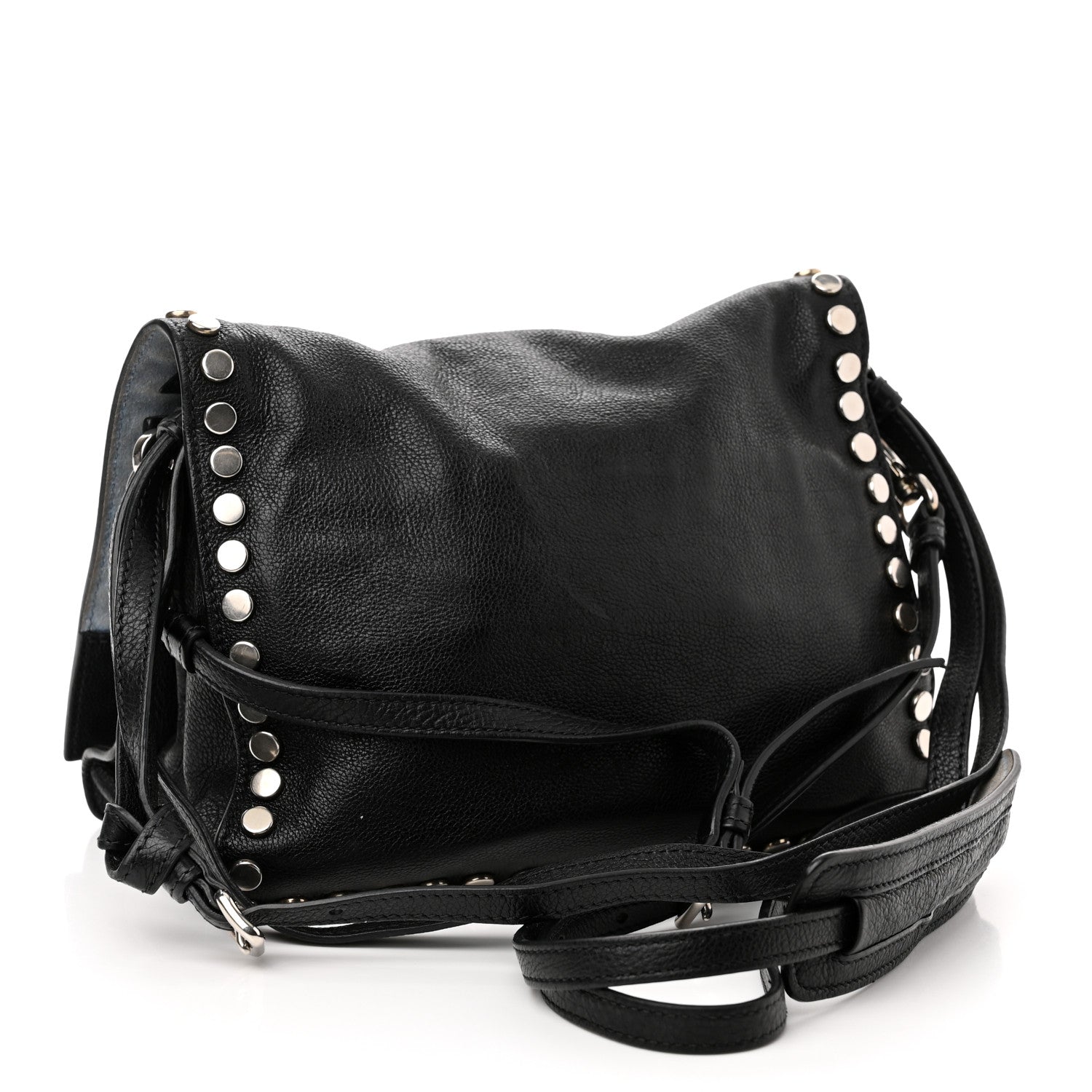 Prada Glace Calfskin Studded Etiquette Flap Black 3 of 11