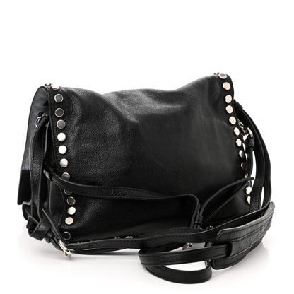 Prada Glace Calfskin Studded Etiquette Flap Black 3 of 11