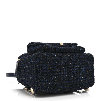 Chanel Tweed Front Pocket Backpack Navy 4 of 10