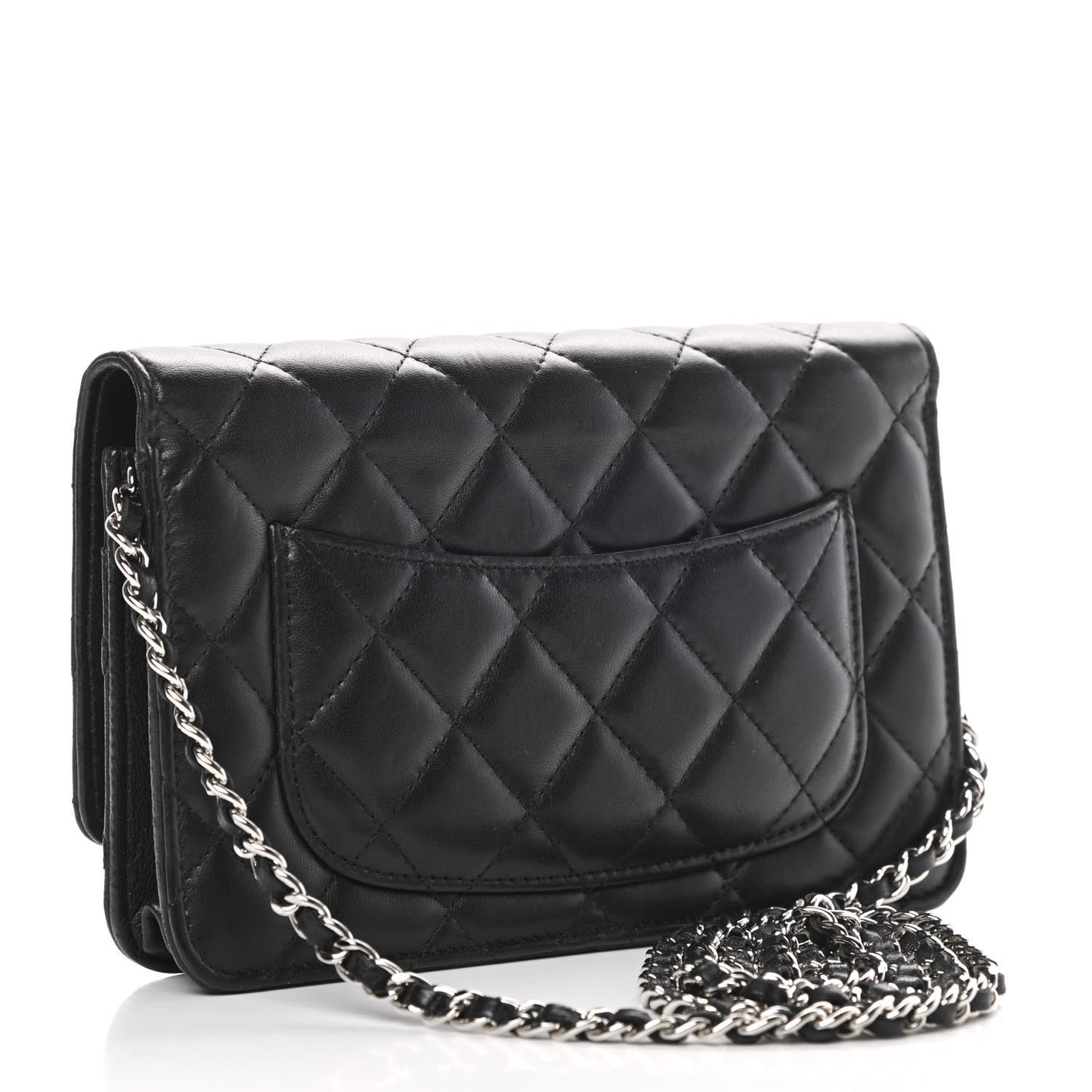 Lambskin Quilted Wallet On Chain WOC Black