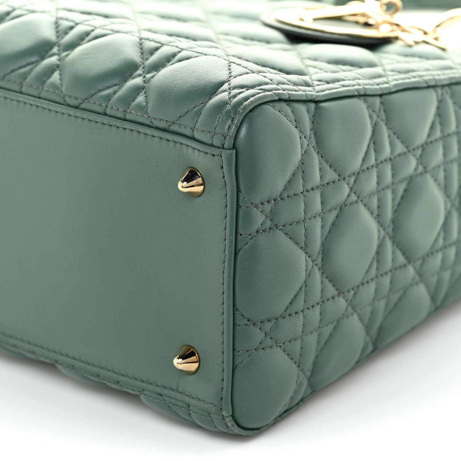 Christian Dior Lambskin Cannage Medium Lady Dior Orage 9 of 13