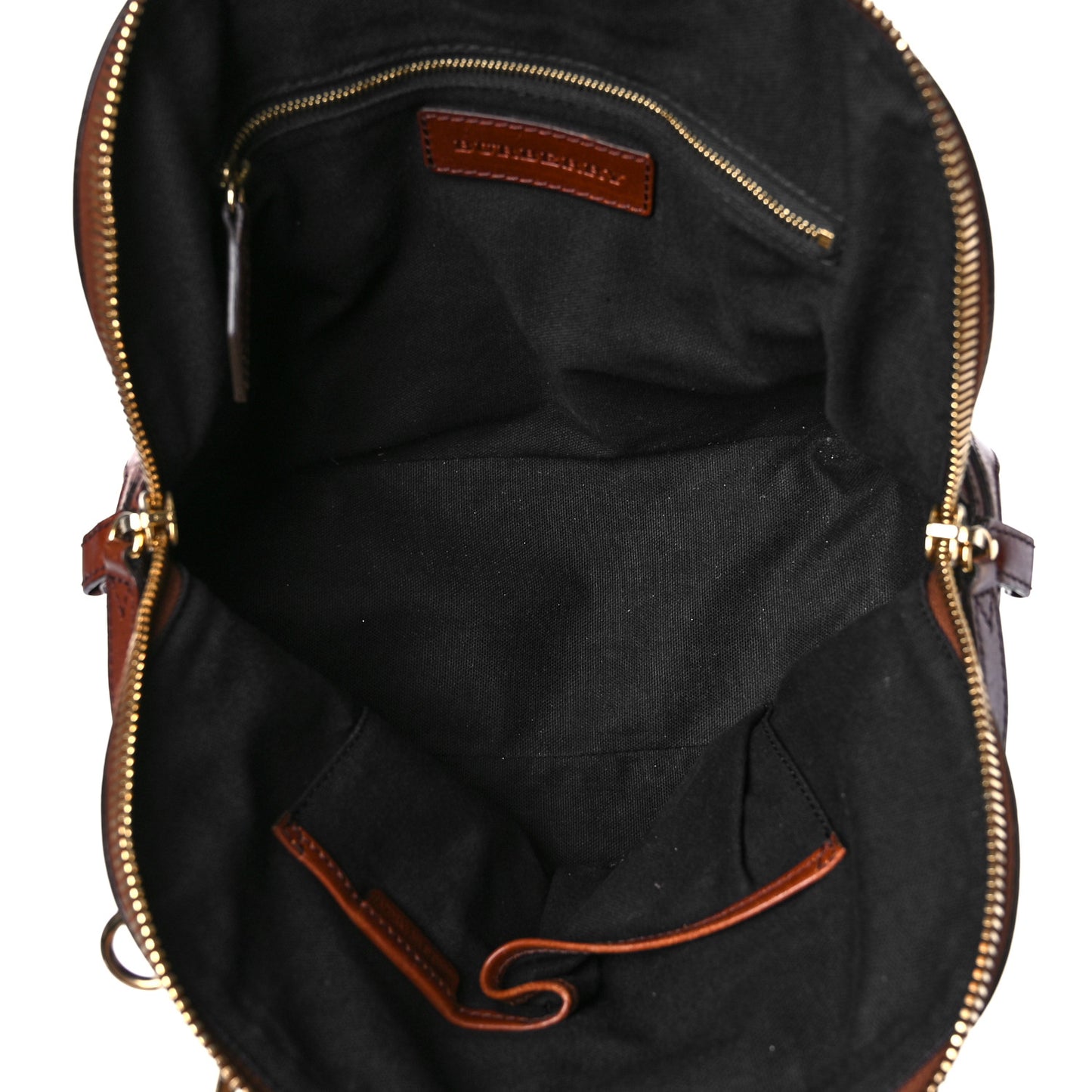 Bridle Calfskin House Check Small Orchard Bowling Bag Dark Tan