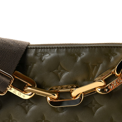 Louis Vuitton Lambskin Embossed Monogram Coussin MM Khaki 7 of 9