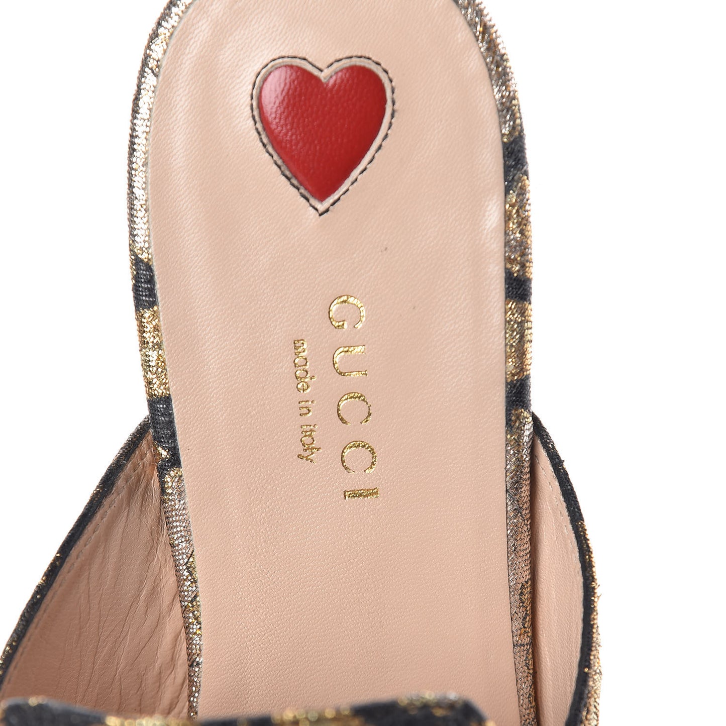 Jacquard Floral Womens Princetown Slippers 38.5 Oro Black