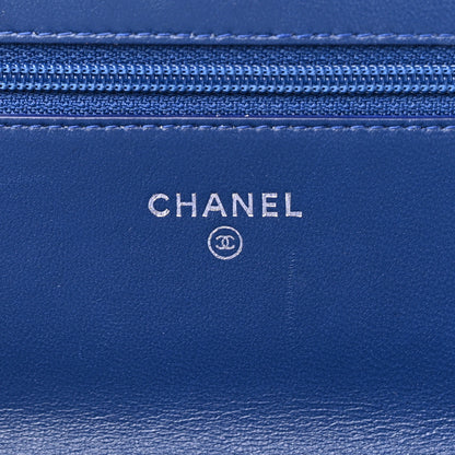 Chanel Lambskin Quilted Boy Wallet On Chain WOC Blue 6 of 12