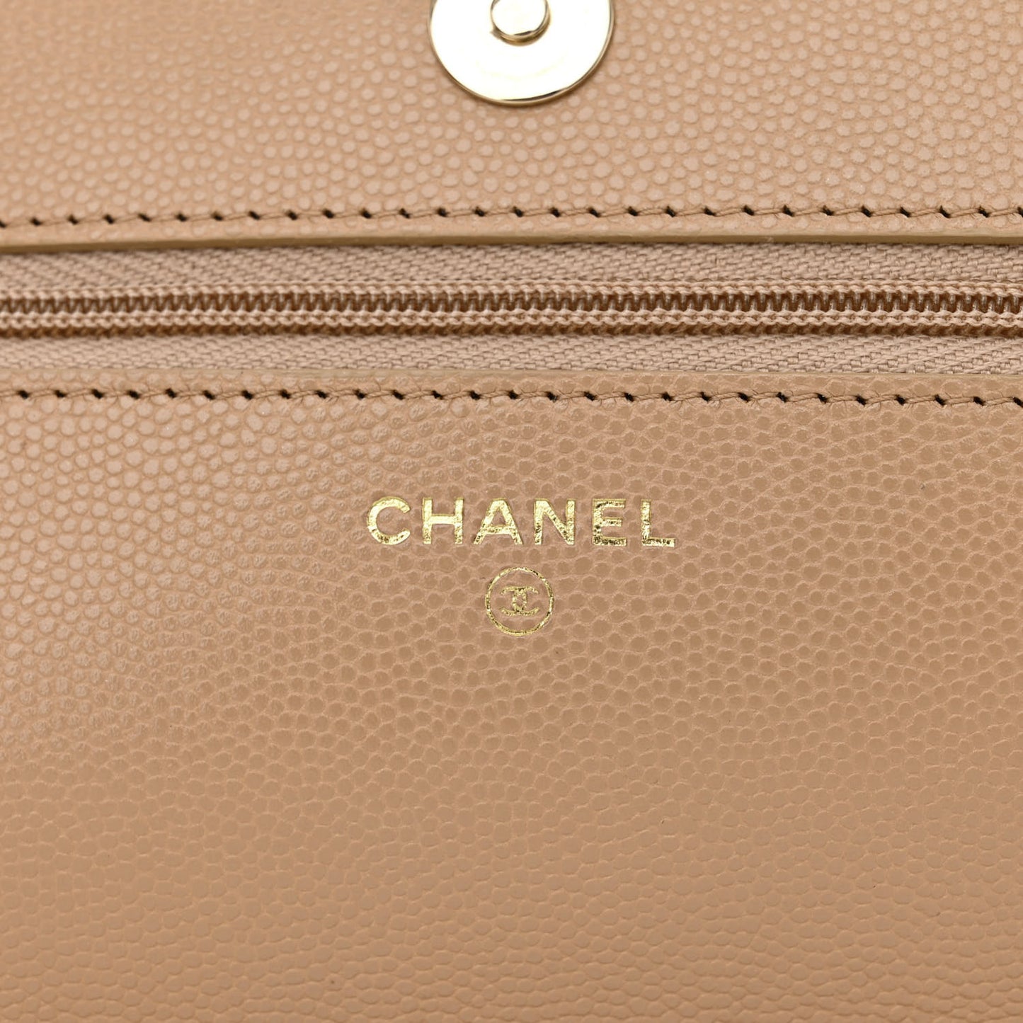 Caviar Quilted Wallet On Chain WOC Beige