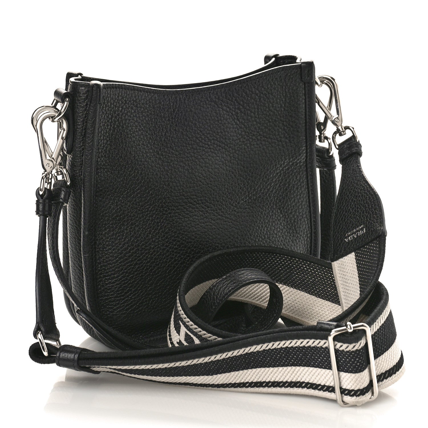 Prada Vitello Daino Soft Mini Hobo Messenger Bag Black 3 of 8