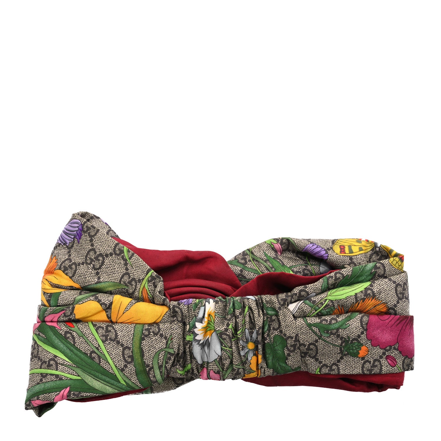 Gucci Silk Monogram Flora Print Headband M Red 3 of 7