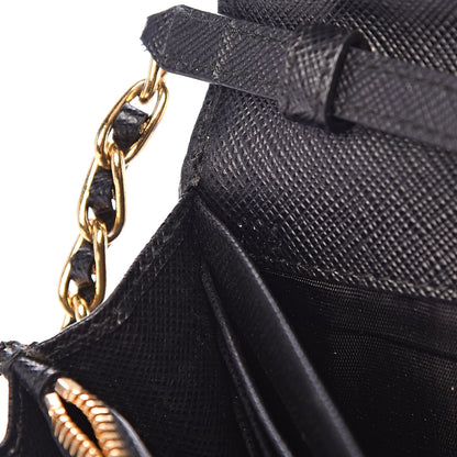 Prada Saffiano Metal Oro Chain Wallet Black 9 of 9