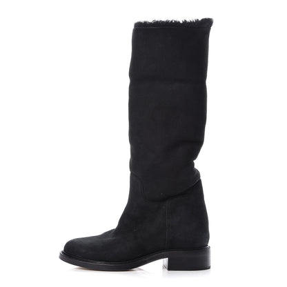 Chanel Shearling Suede CC Boots 41 Black 1 of 12