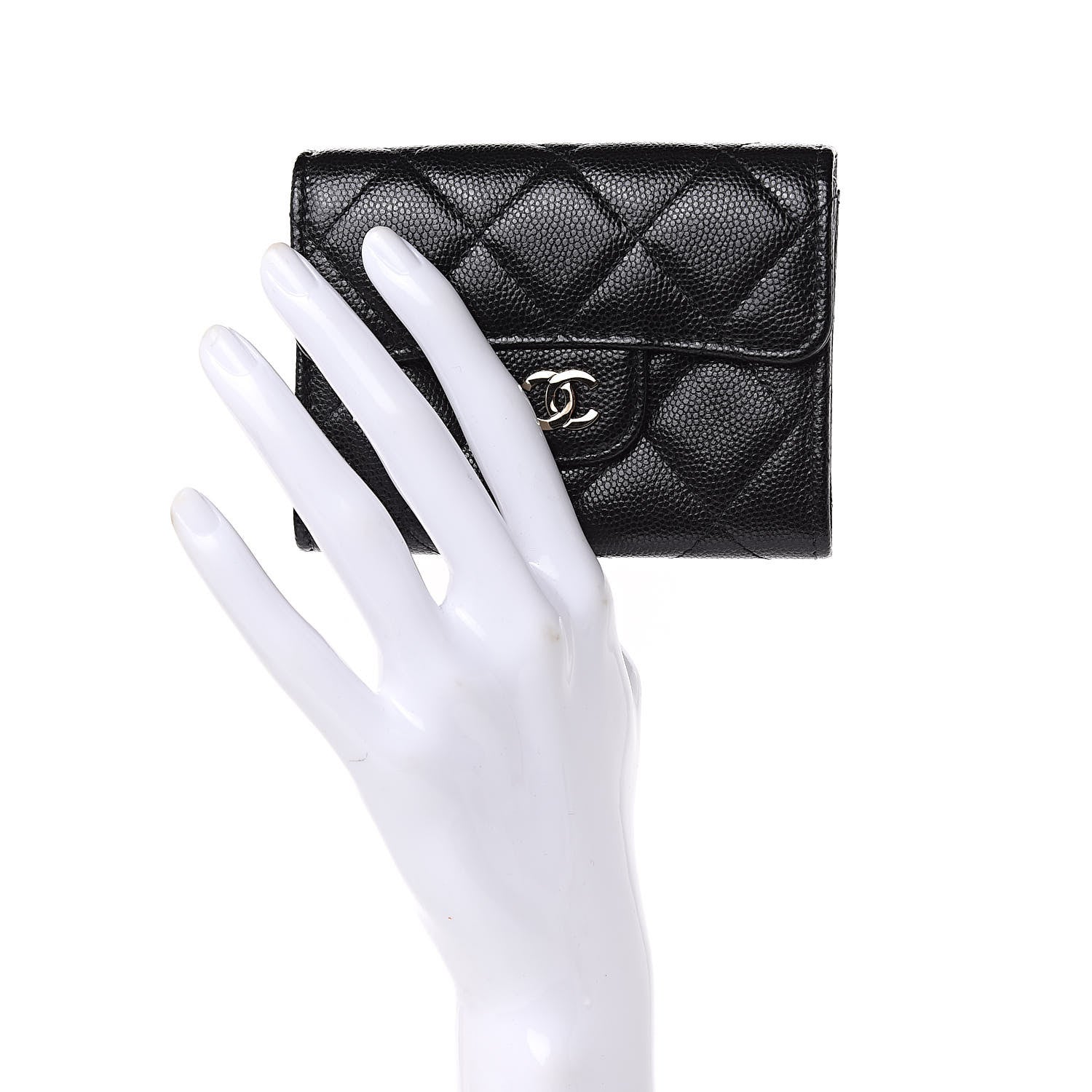 Chanel Caviar Quilted Flap Card Holder Wallet Black 2 of 9
