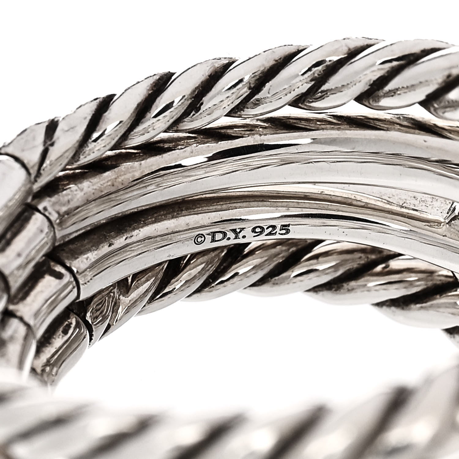 David Yurman Sterling Silver Diamond Wellesley Four-Row Ring 54 7 4 of 4