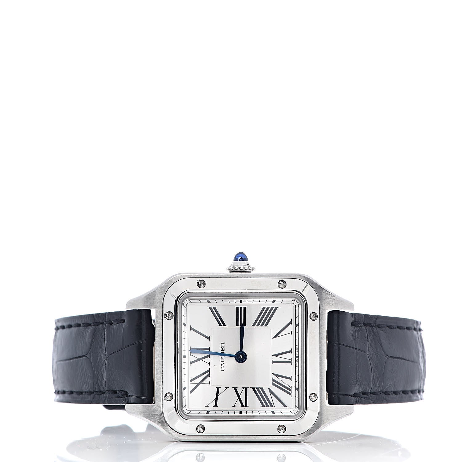 Cartier Stainless Steel Alligator 27.5mm Santos Dumont Quartz Watch 3 of 9