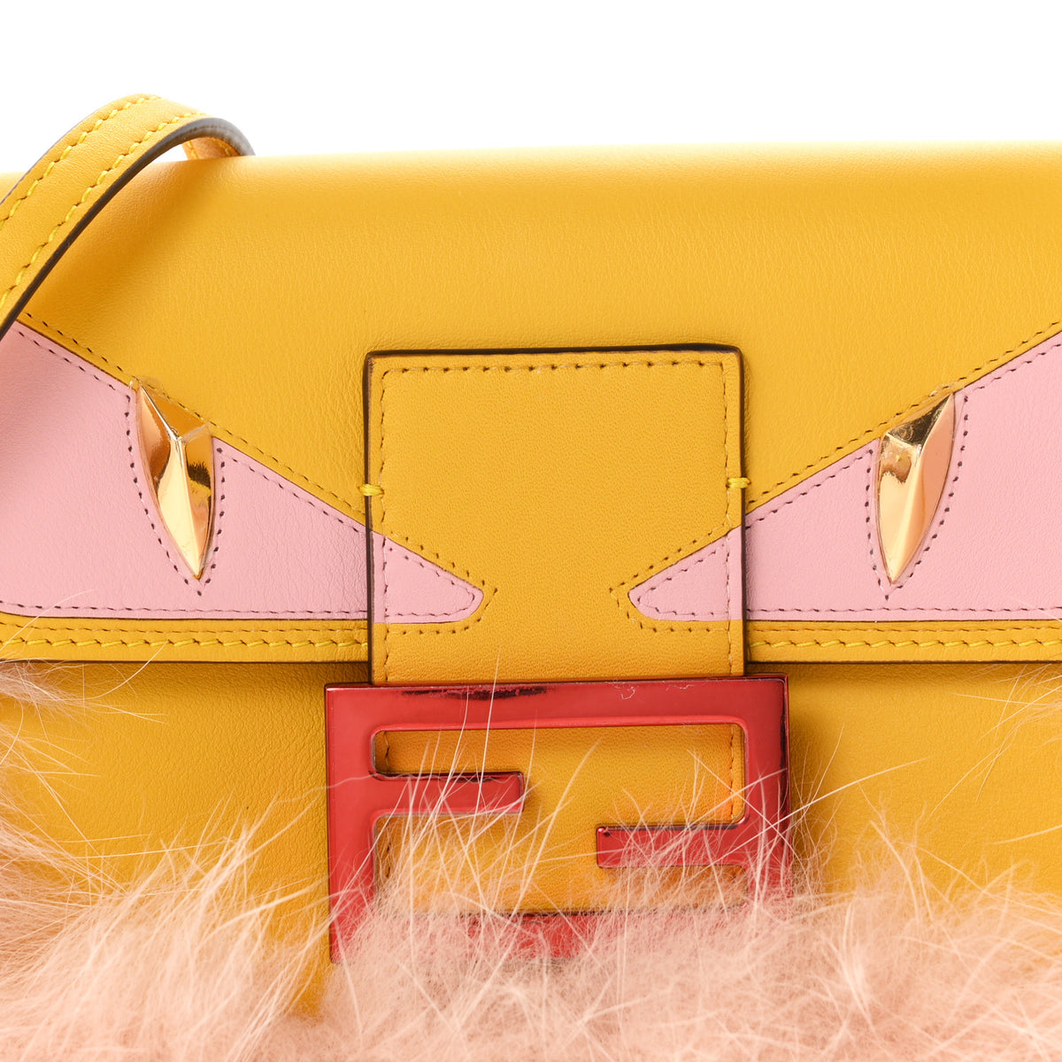Fendi Nappa Rabbit Fox Fur Monster Eyes Mimosa 8 of 11