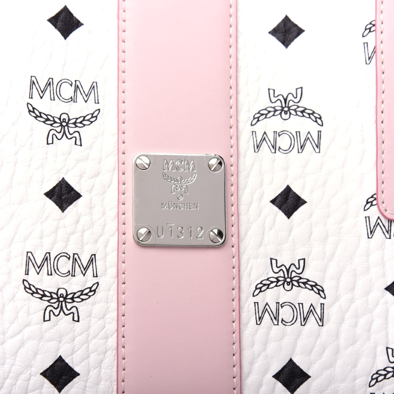 MCM Visetos Medium Liz Reversible Shopper Tote White Powder Pink 9 of 10