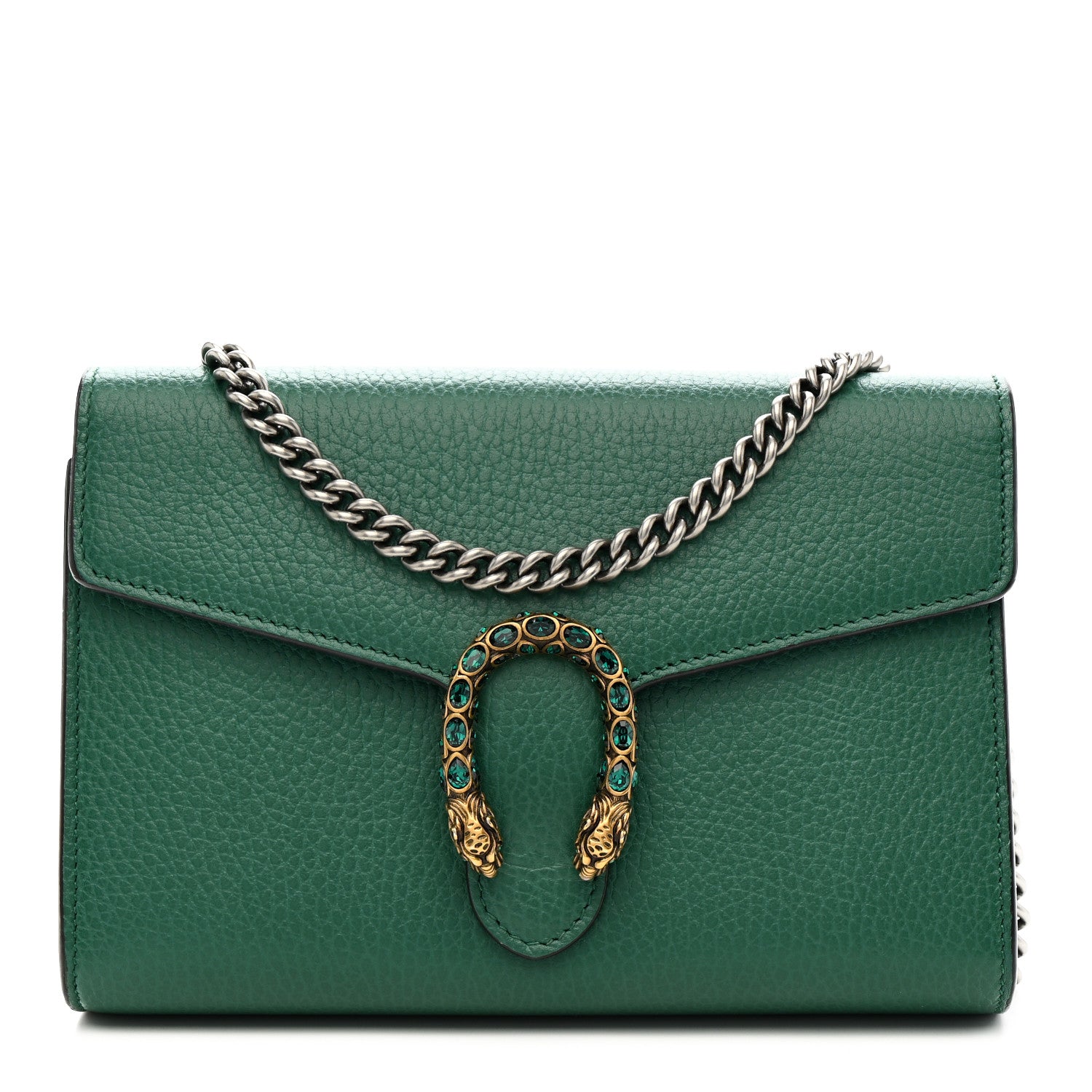 Gucci Calfskin Mini Dionysus Chain Wallet Emerald 1 of 11