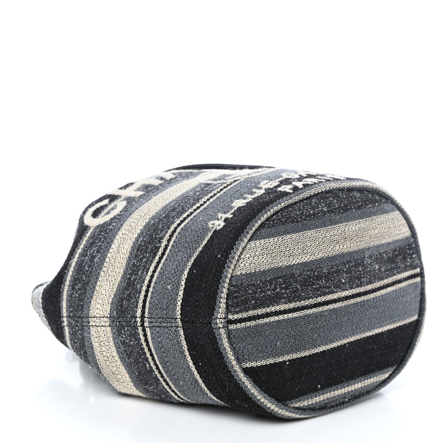 Striped Canvas Deauville Drawstring Bag Grey Black