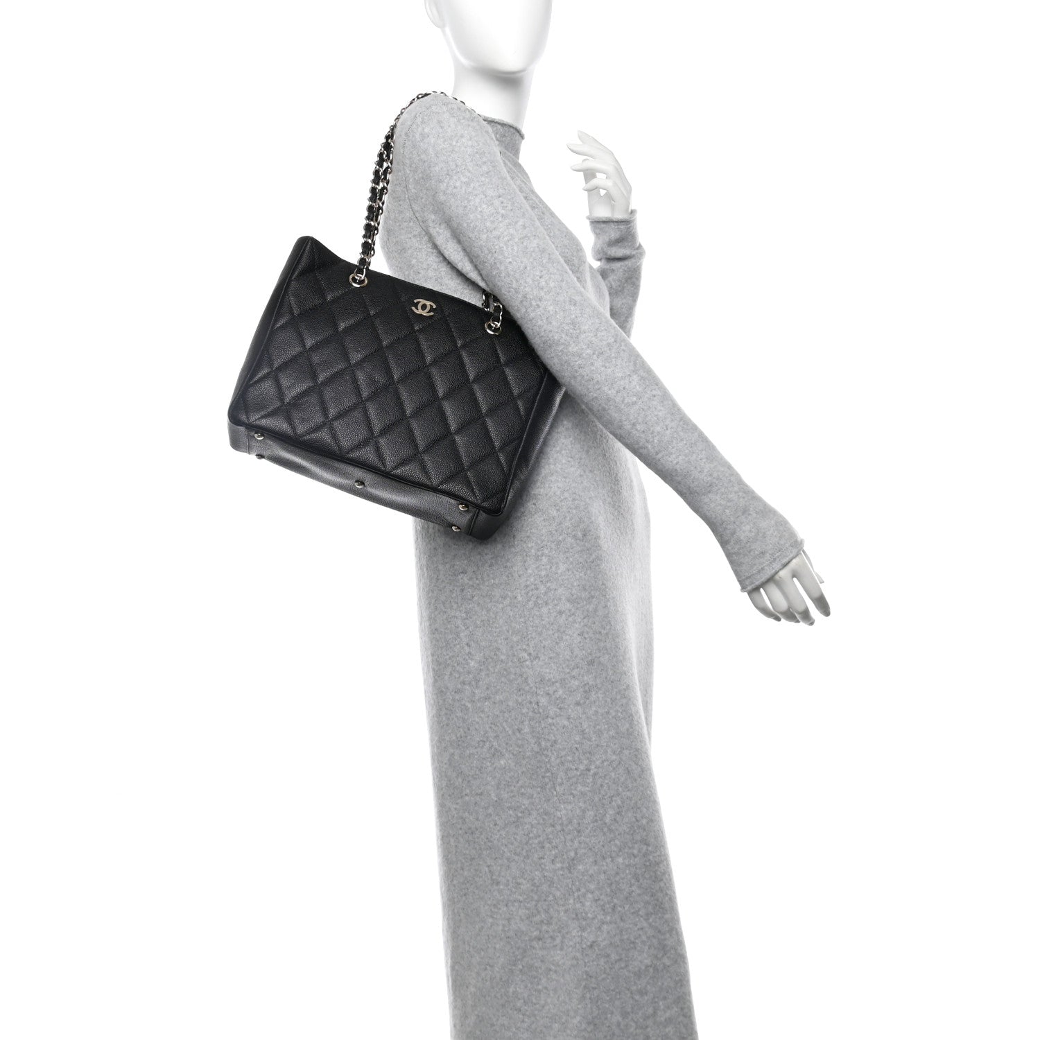 Chanel Caviar Quilted Small Shopping Tote Black 2 of 11