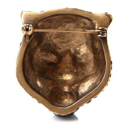 Gucci Metal Crystal Feline Head Brooch Black 3 of 5