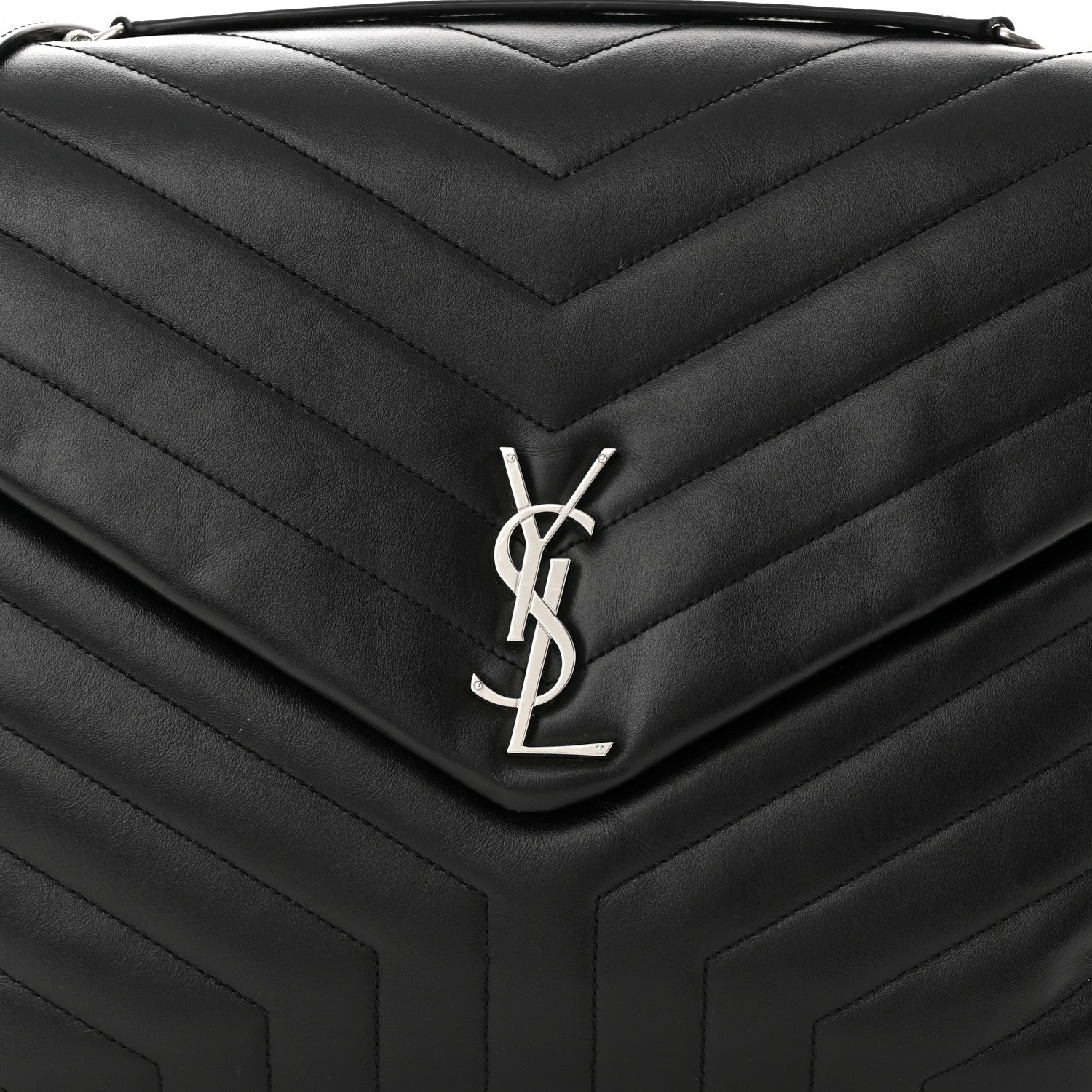 Saint Laurent Calfskin Y Quilted Monogram Large Loulou Chain Satchel Black 8 of 11